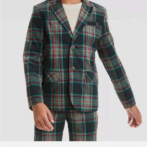 Boys Green Plaid Blazer